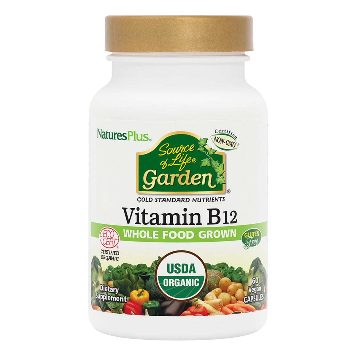 NaturesPlus Source of Life Garden Vitamin B12 bottle and label
