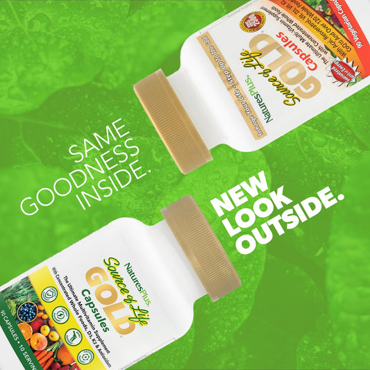 Close-up of ingredients and whole foods blend in Source of Life Gold