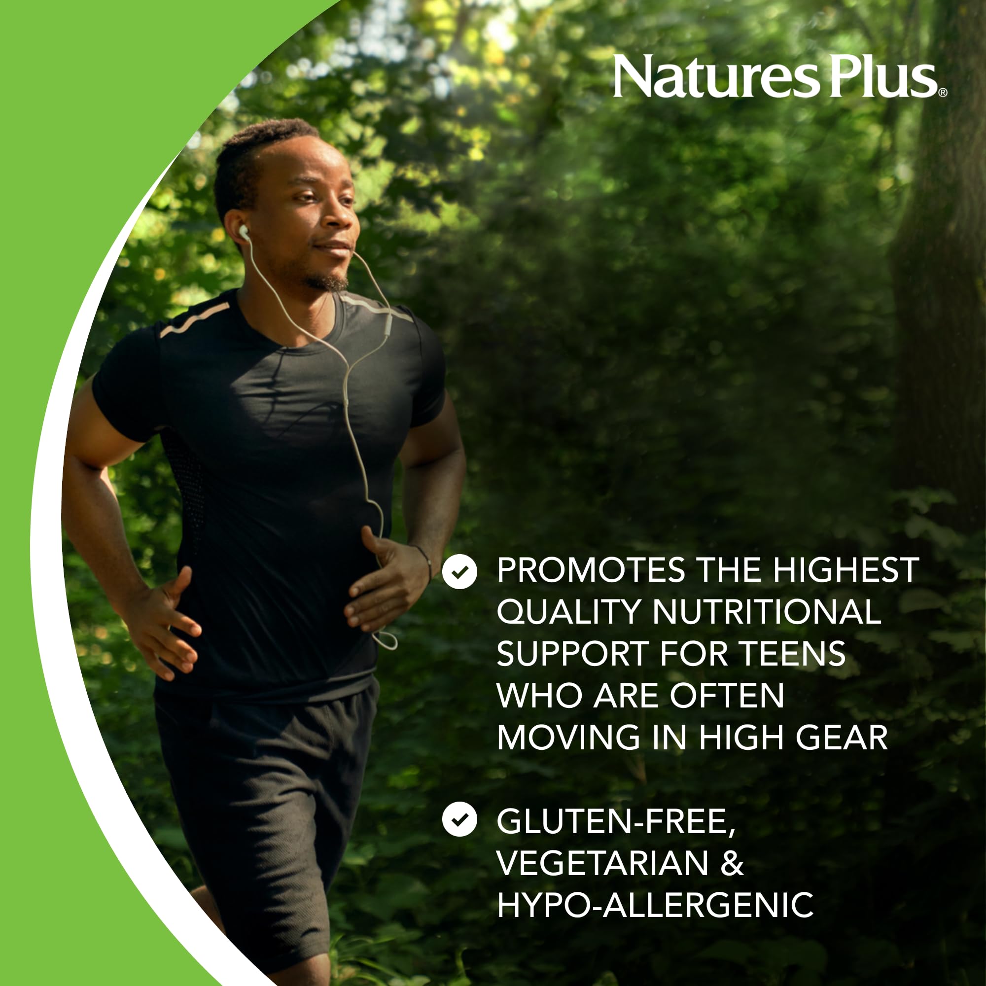 Label highlighting hypoallergenic, gluten-free and vegetarian formula