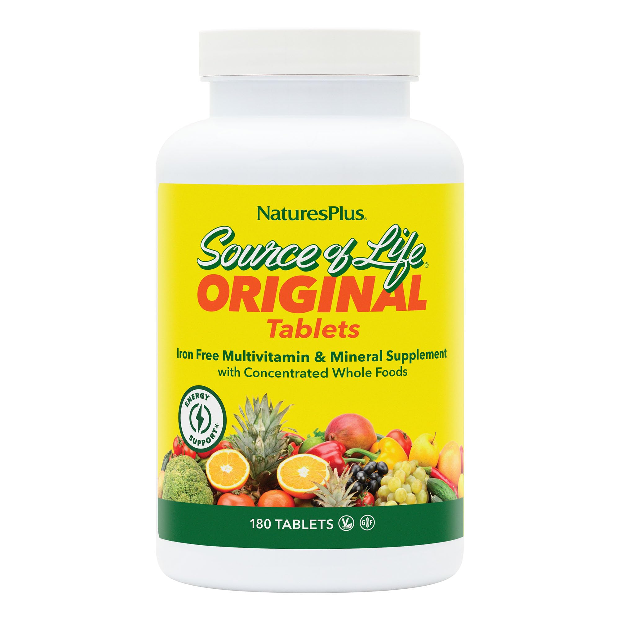 NaturesPlus Source of Life No Iron bottle; iron-free multivitamin option for flexible supplementation.