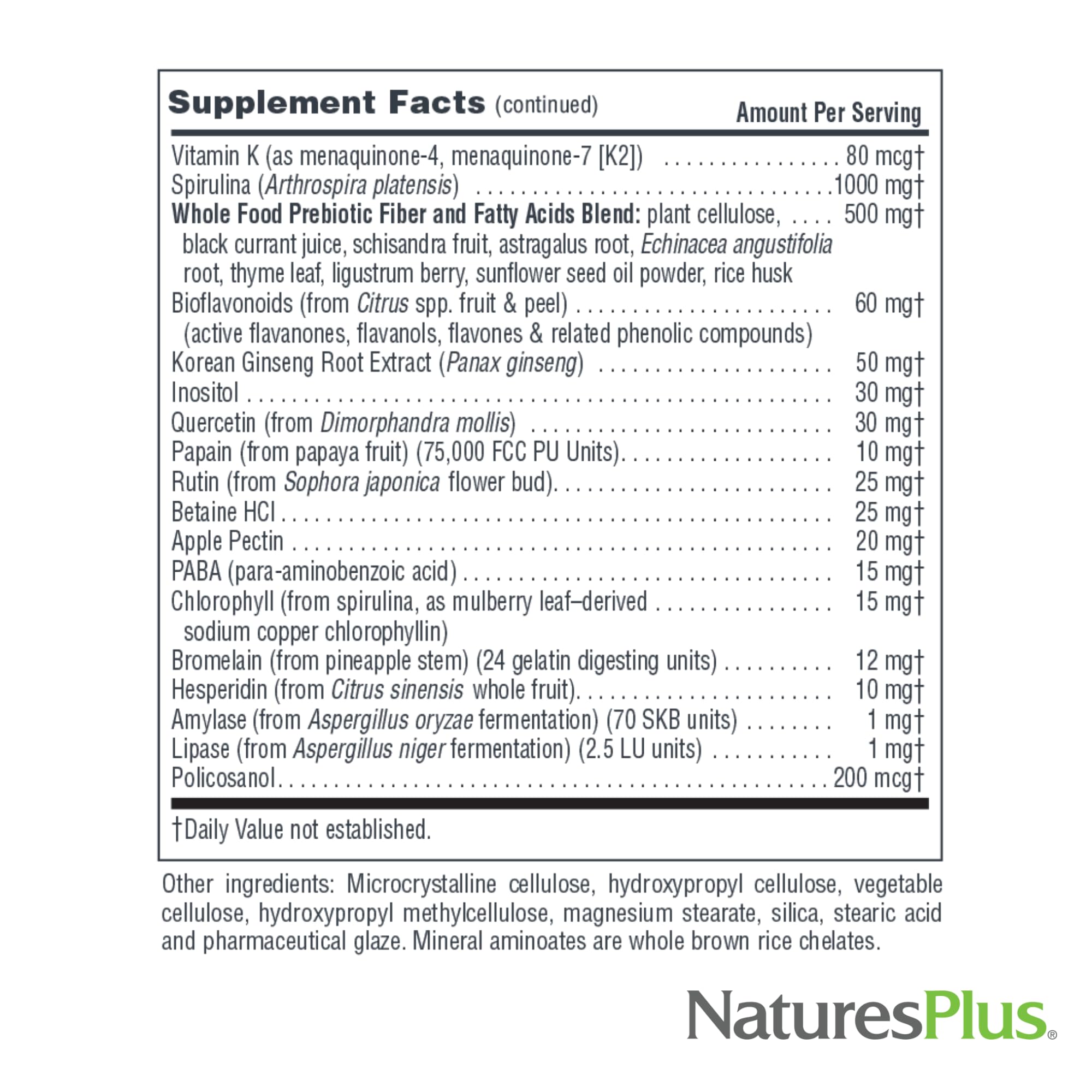 NaturesPlus Source of Life No Iron packaging shows 60 servings.