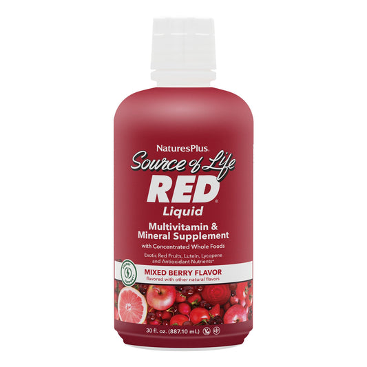 Bottle of NaturesPlus Source of Life RED Multivitamin Liquid 30 oz