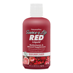 Bottle of NaturesPlus Source of Life RED Multivitamin Liquid 30 oz