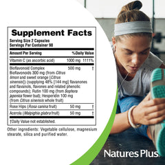 NaturesPlus Super C Complex nutrition facts closeup for informed supplement choices.
