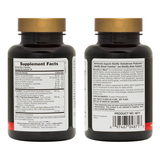 NaturesPlus T Male bottle with capsules visible