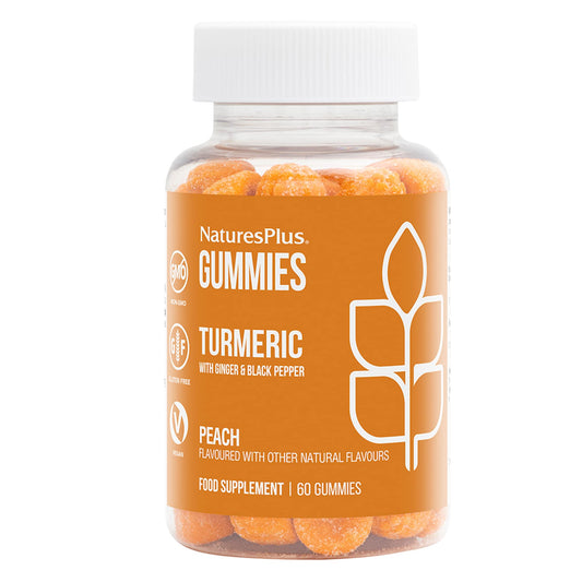 NaturesPlus Turmeric Curcumin Gummies Peach bottle label