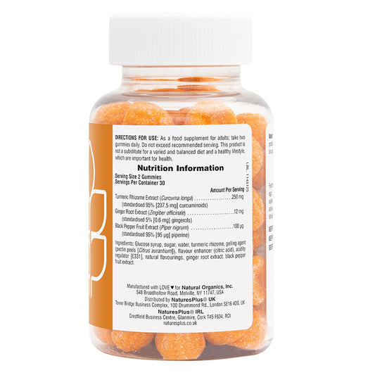 Close-up of peach-flavored gummies