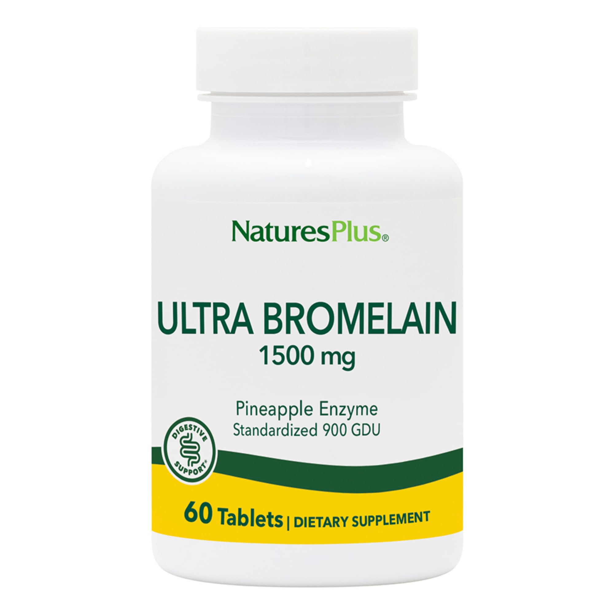 NaturesPlus Ultra Bromelain bottle label with 60 tablets