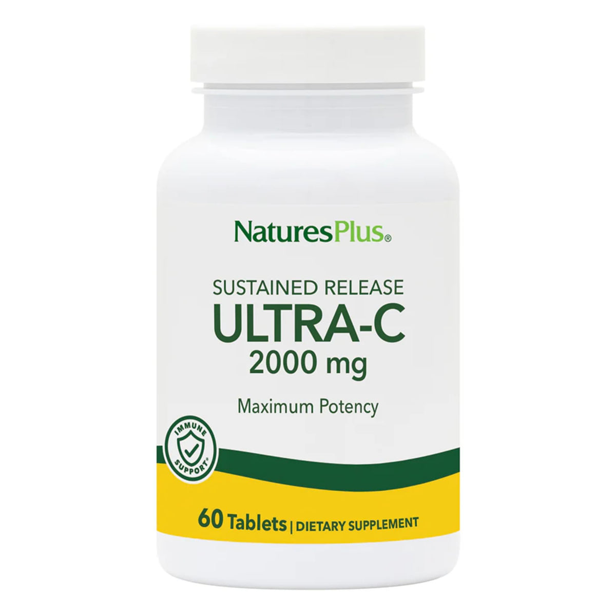 Front view of NaturesPlus Ultra-C 2000 mg Vitamin C with Rose Hips bottle with 60 tablets