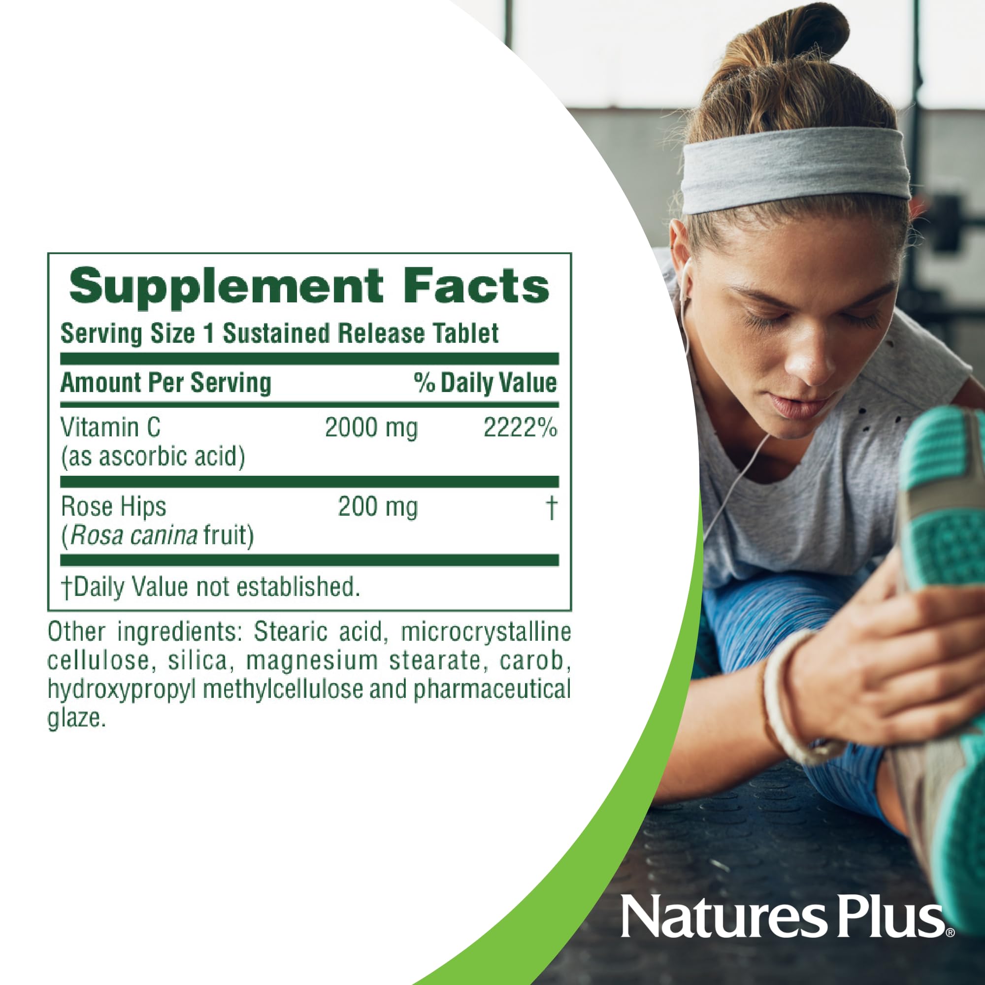 Close-up of NaturesPlus Ultra-C bottle highlighting 60 servings