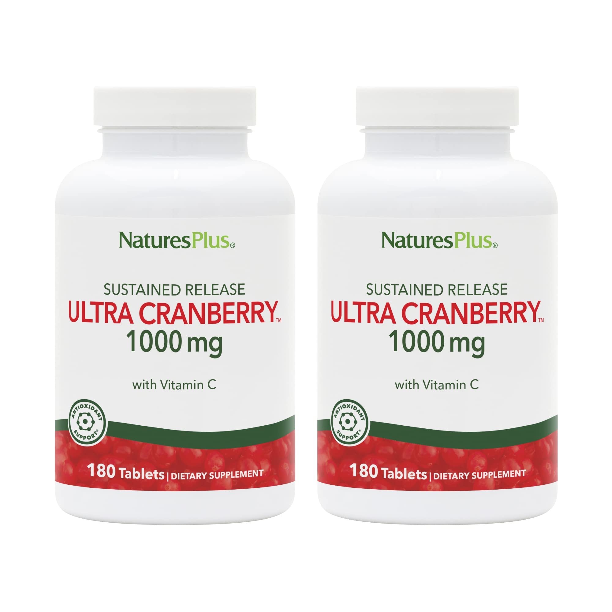Front view of NaturesPlus Ultra Cranberry 1000-180 tablets 2-pack