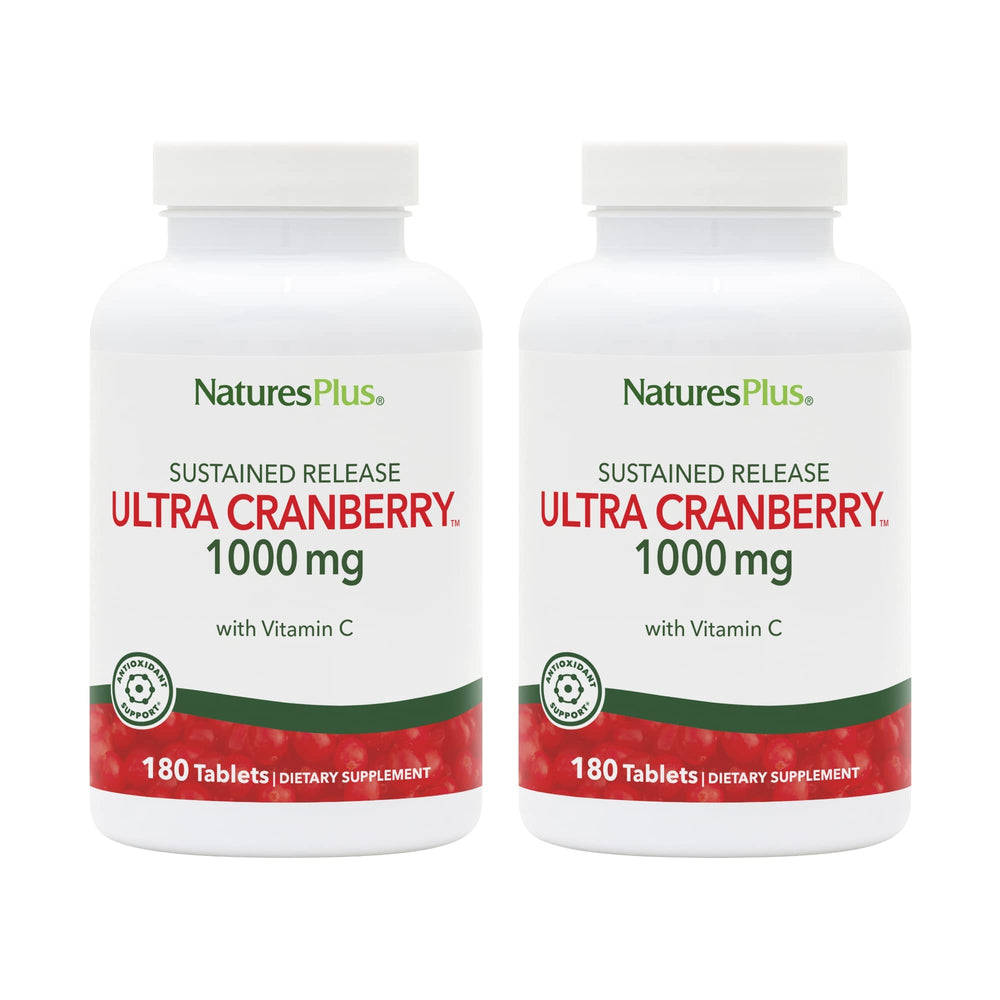 Front view of NaturesPlus Ultra Cranberry 1000-180 tablets 2-pack