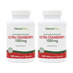 Front view of NaturesPlus Ultra Cranberry 1000-180 tablets 2-pack