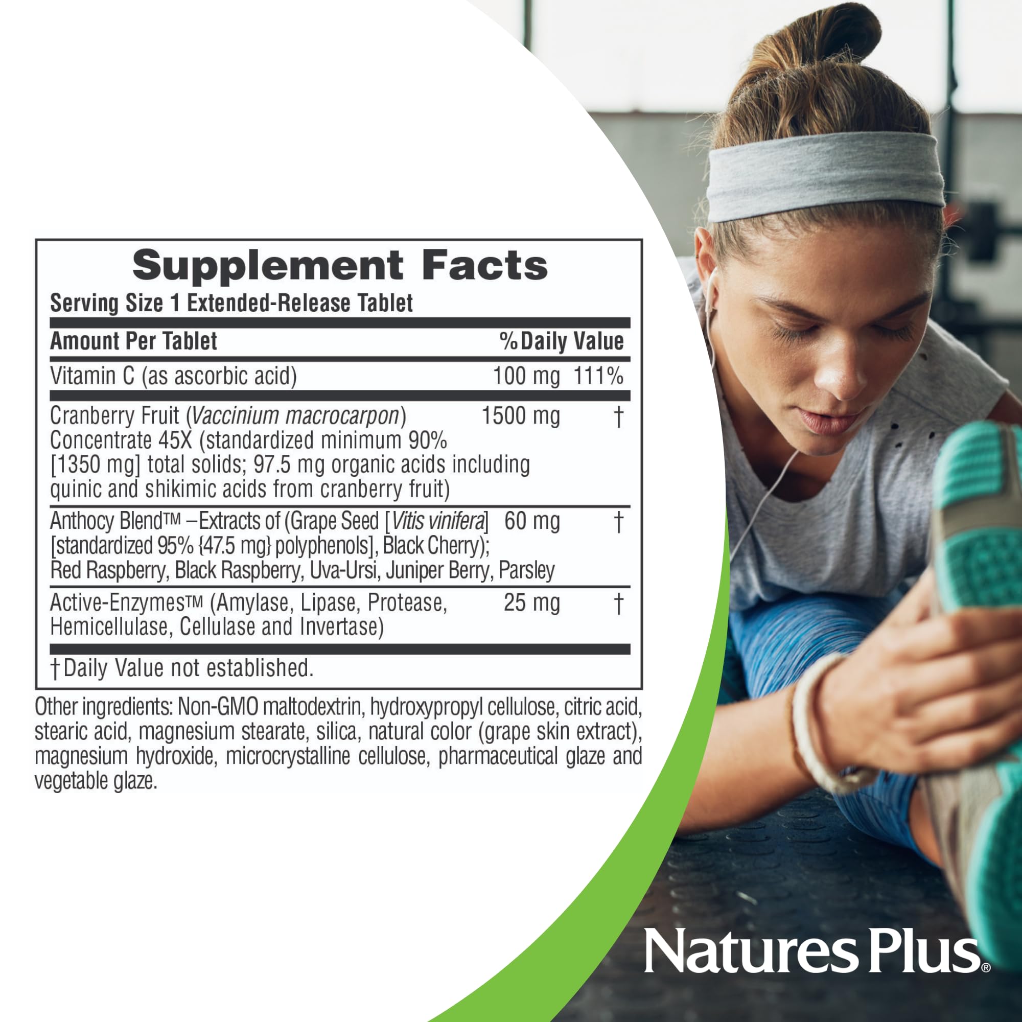 Supplement facts panel for NaturesPlus Ultra Cranberry 1500