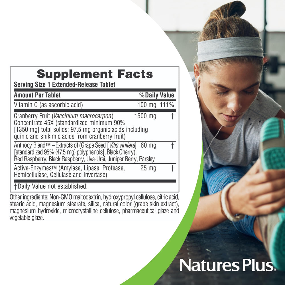 Supplement facts panel for NaturesPlus Ultra Cranberry 1500