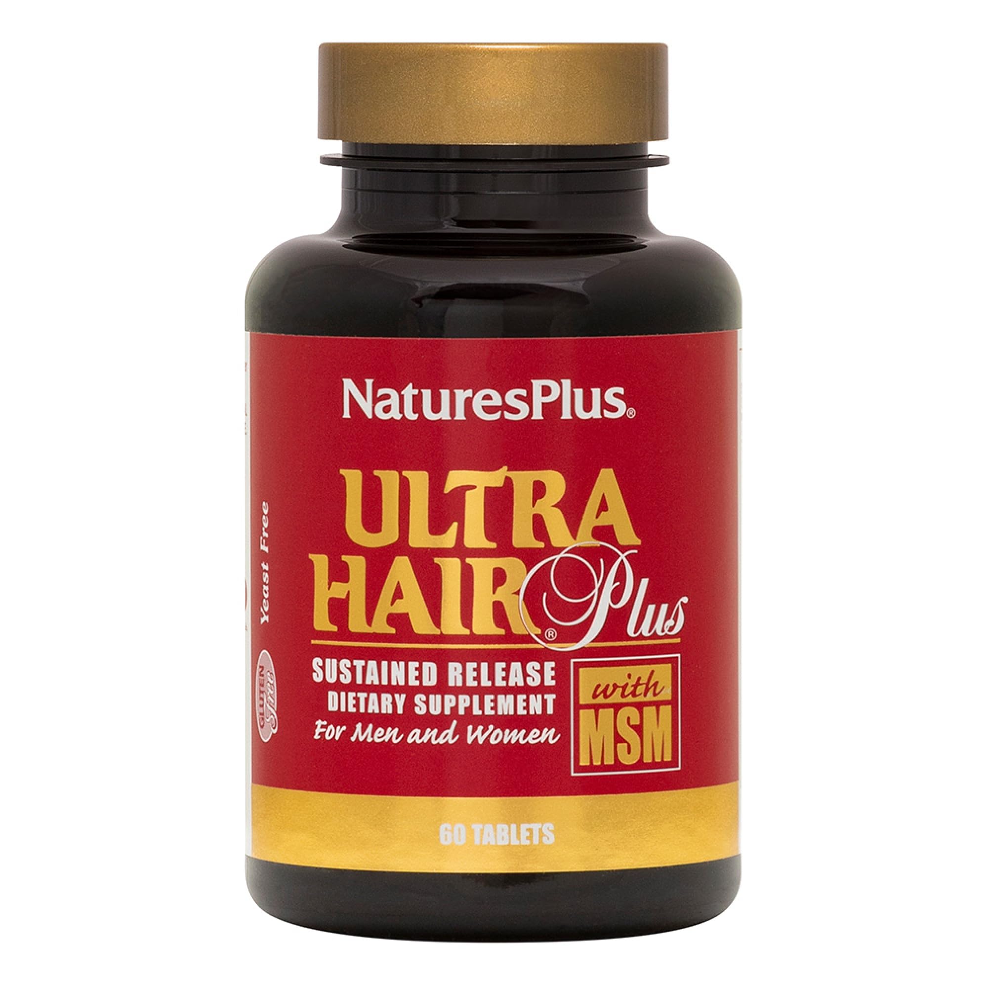 Front view of NaturesPlus Ultra Hair Plus 60 Tablets Pack of 2