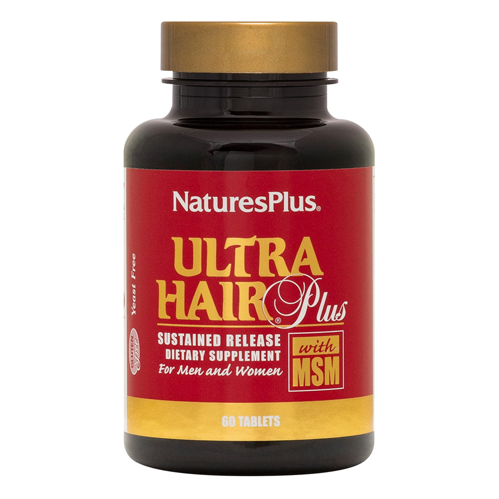 Front view of NaturesPlus Ultra Hair Plus 60 Tablets Pack of 2