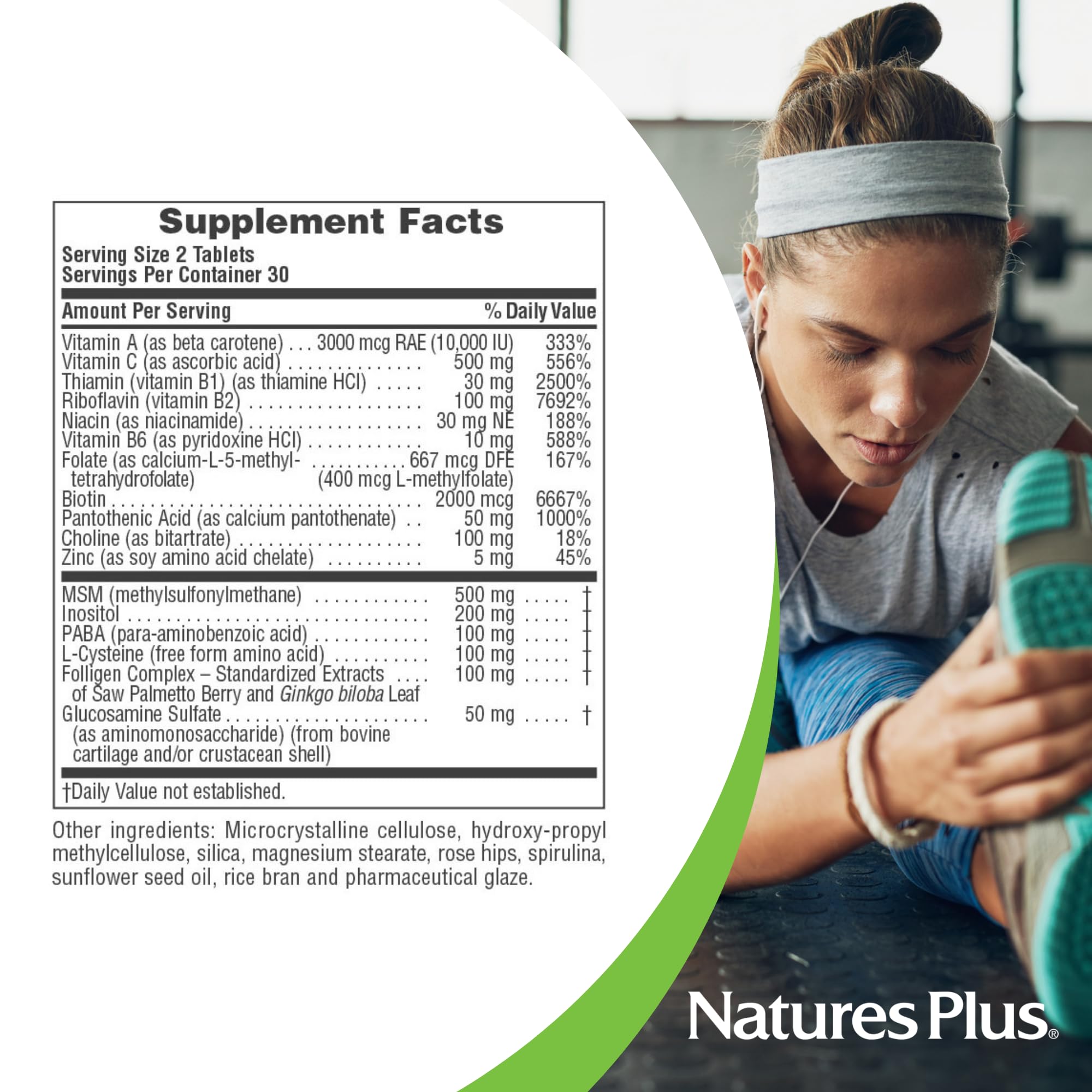 Gluten-free label on Ultra Hair Plus packaging