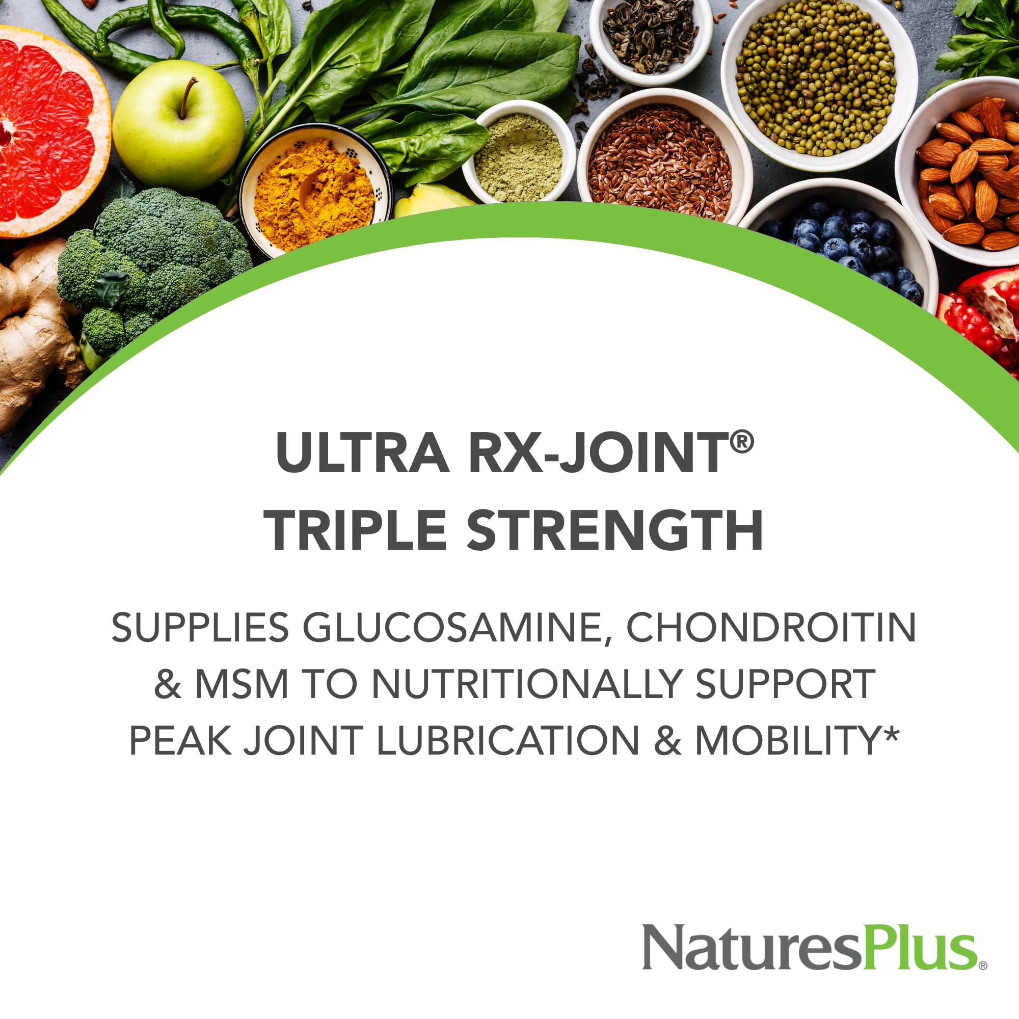 Close-up of bottle label showing ingredients glucosamine, chondroitin and MSM