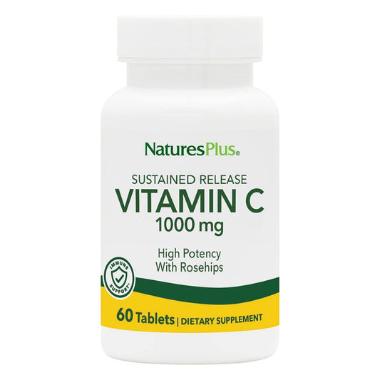 Front of NaturesPlus Sustained Release Vitamin C 1000 mg with Rose Hips bottle
