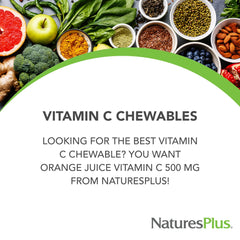 Vitamin C chewable tablets label with 500 mg and serving size