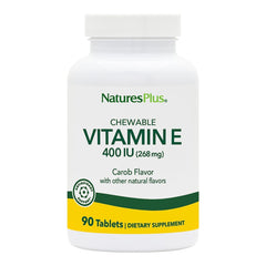 NaturesPlus Vitamin E Carob Flavor chews bottle front