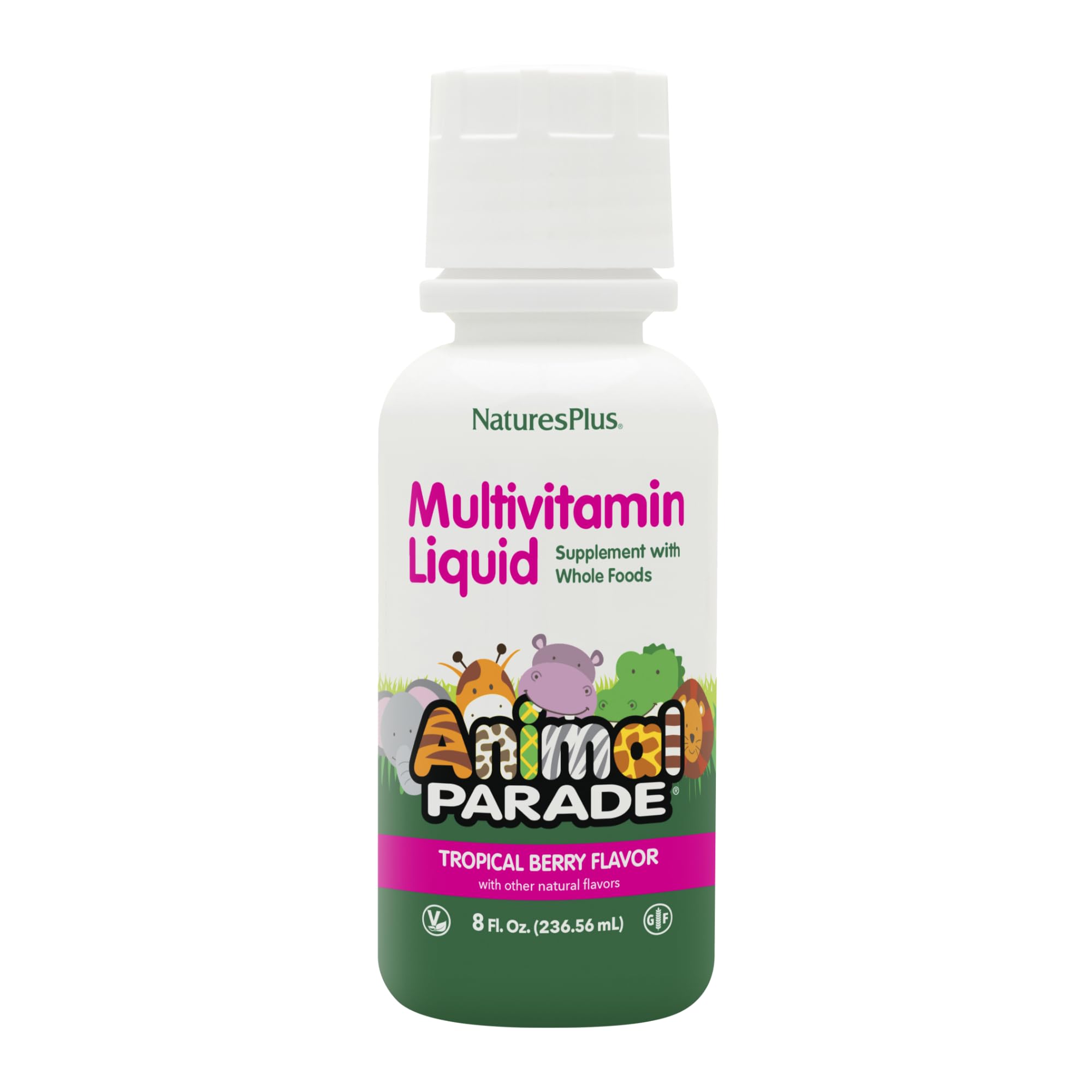 NaturesPlus Animal Parade Tropical Berry flavor bottle front