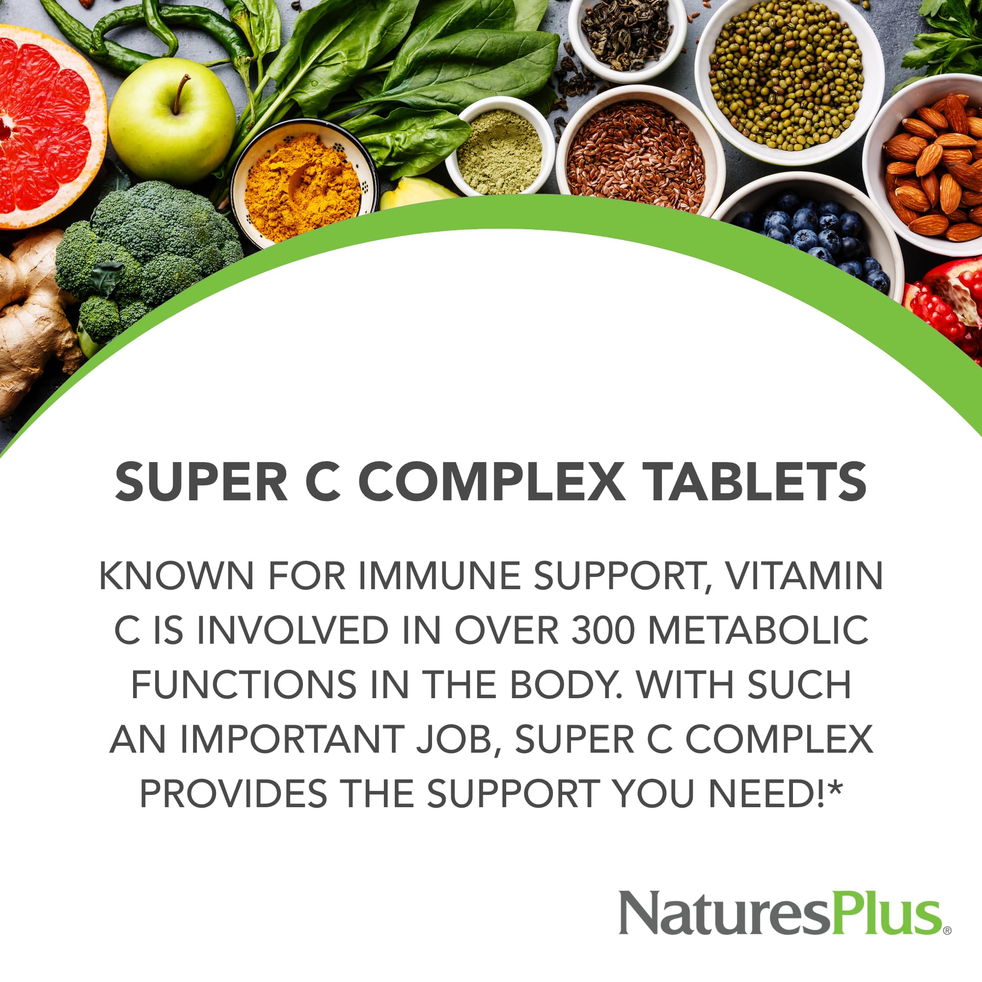 Graphic illustrating 500 mg bioflavonoids included with Vitamin C