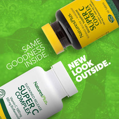 Close-up of bottle label showing Vitamin C 1000 mg and gluten-free and vegetarian claims