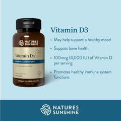Bottle of Nature's Sunshine Vitamin D3 180 tablets