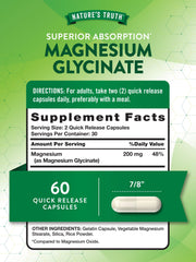 Nature's Truth magnesium glycinate 200mg 60-count bottle – label front
