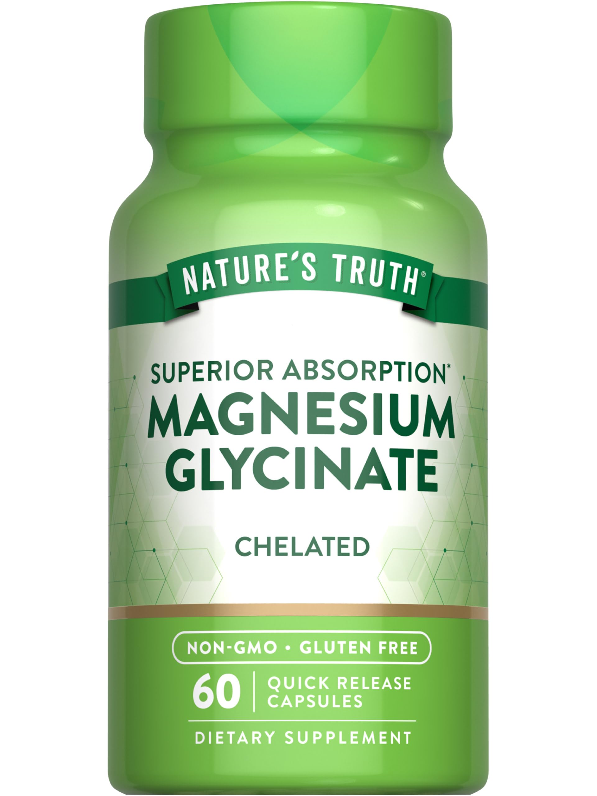 Nature's Truth magnesium glycinate 200mg capsules bottle – front view