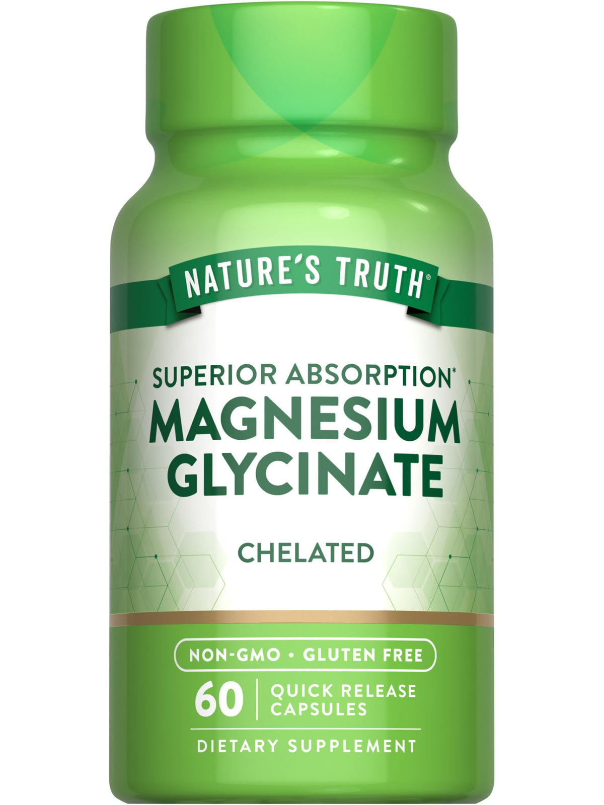 Nature's Truth magnesium glycinate 200mg capsules bottle – front view
