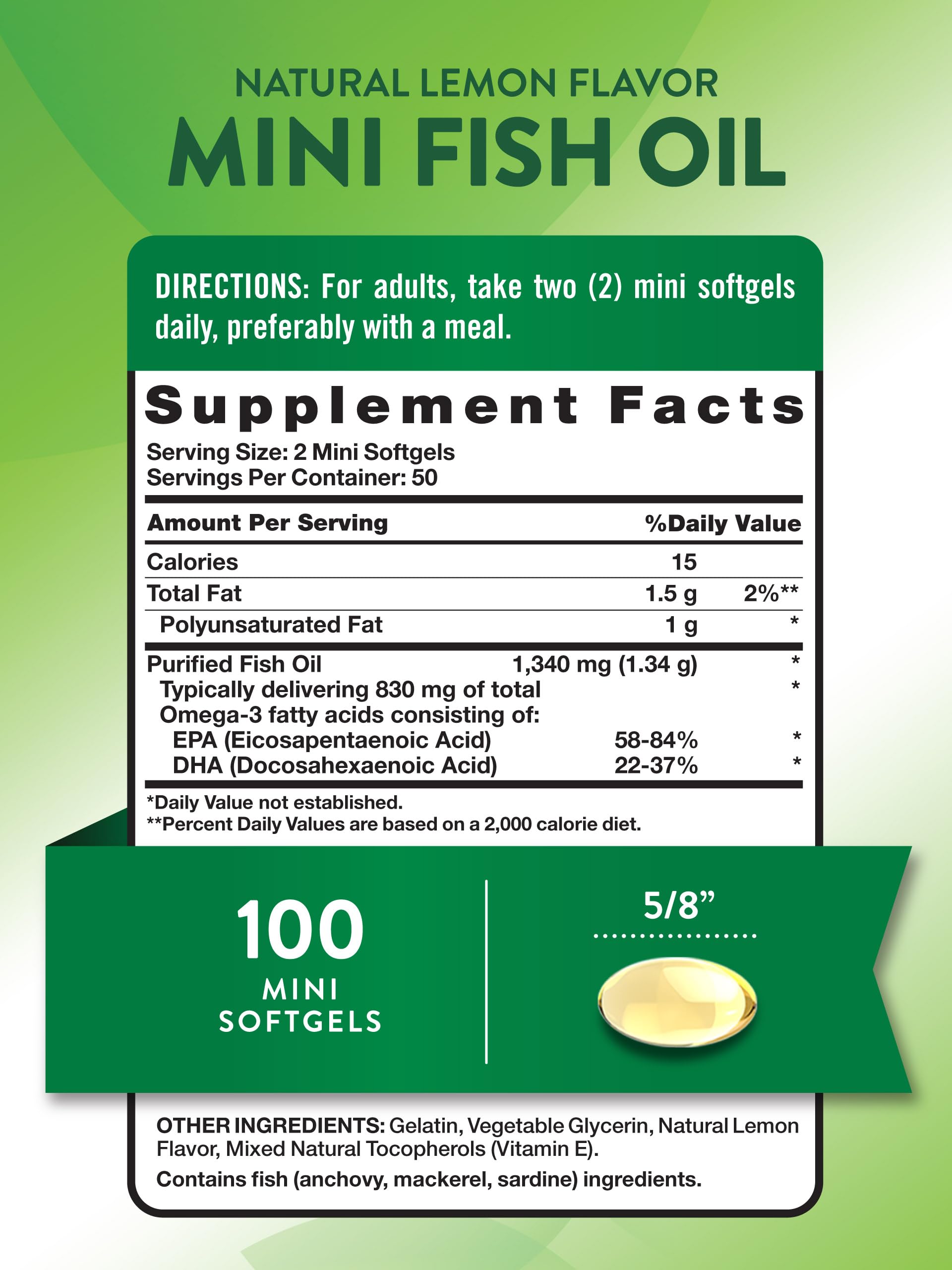 Nature's Truth mini fish oil omega-3 packaging label