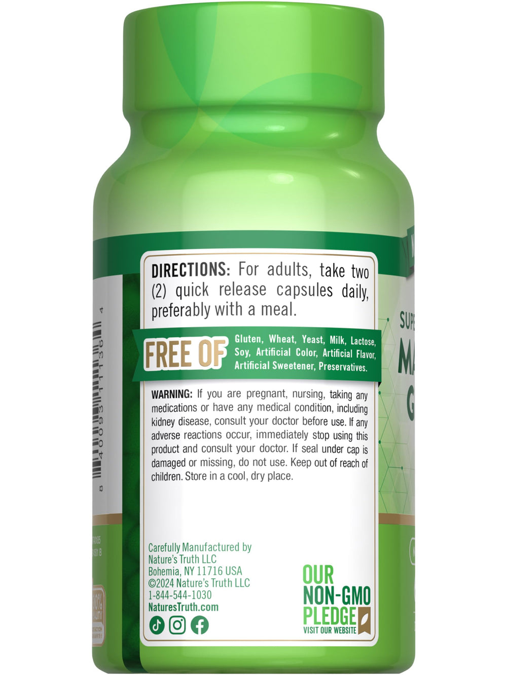 Nature's Truth magnesium glycinate bottle on white background