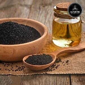 Back of Naturevibe Botanicals Black Cumin Seed Oil 32 oz jar