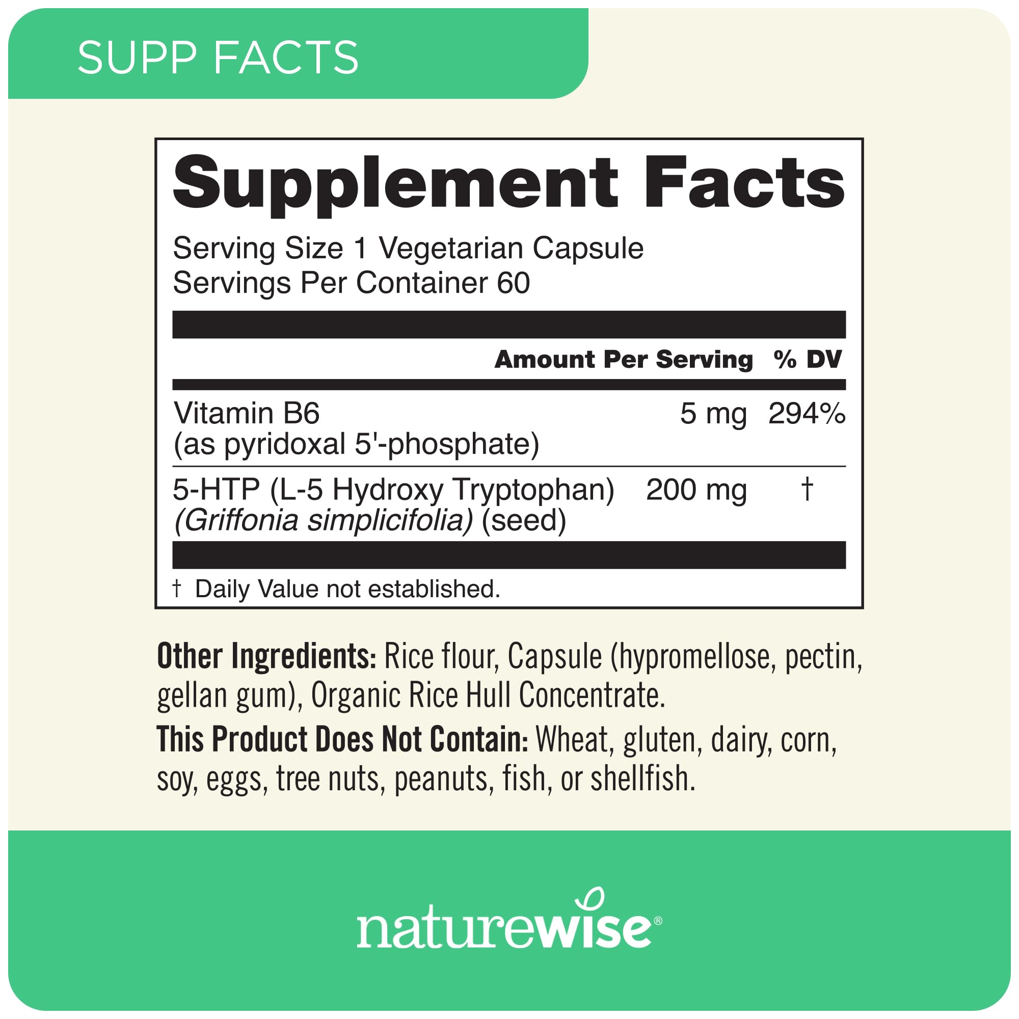 Delayed-release capsules of NatureWise 5-HTP 200 mg