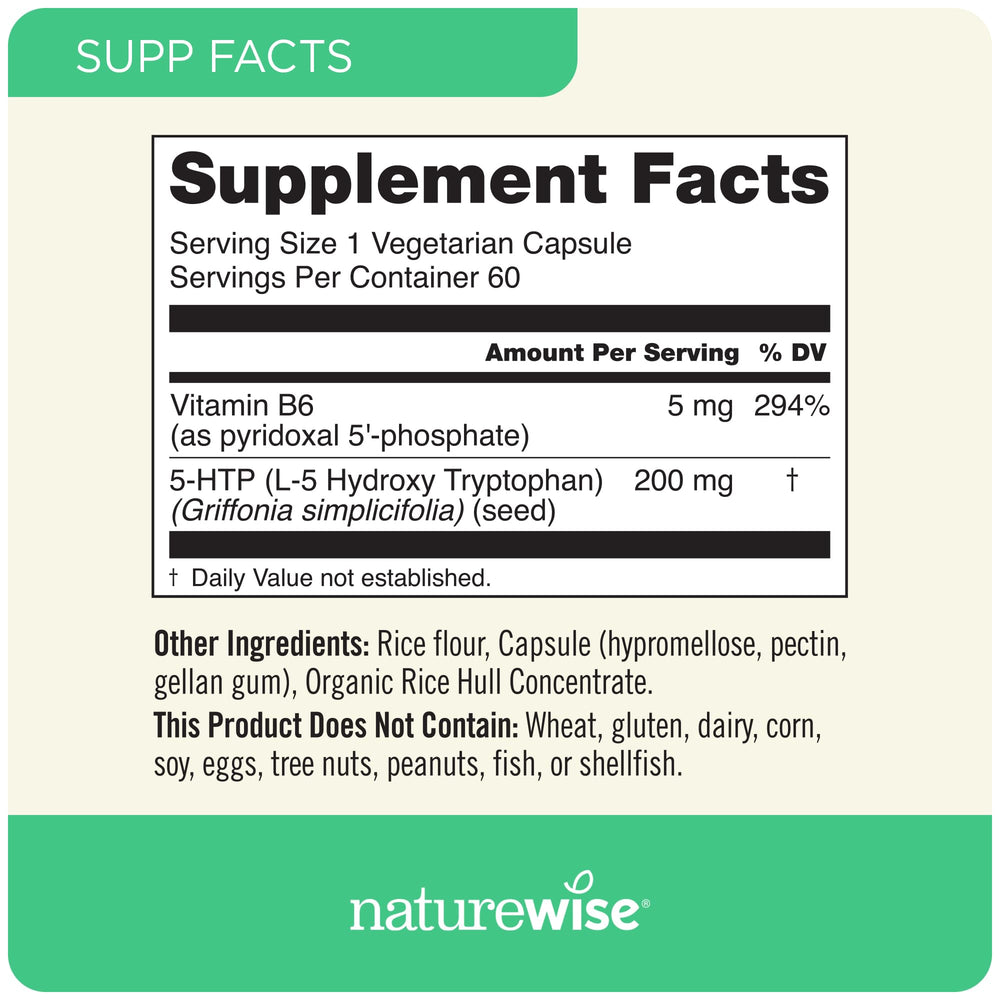 Delayed-release capsules of NatureWise 5-HTP 200 mg
