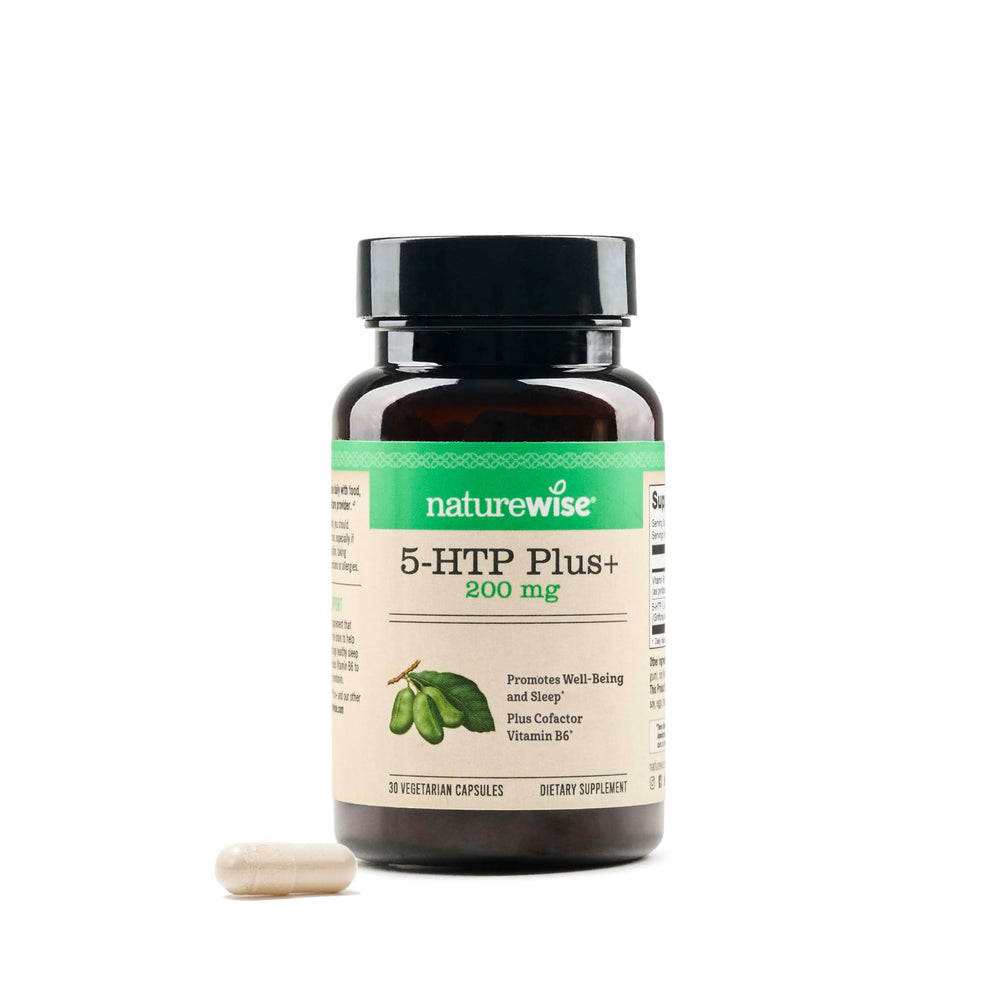 NatureWise 5-HTP 200 mg bottle with Griffonia seeds and vitamin B6