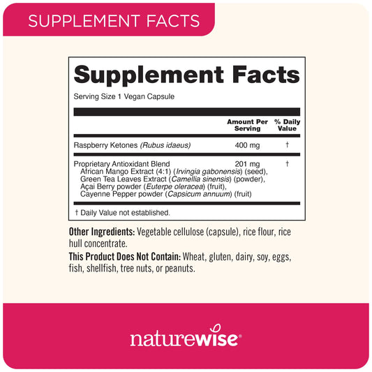 NatureWise Raspberry Ketones Plus bottle shown with packaging