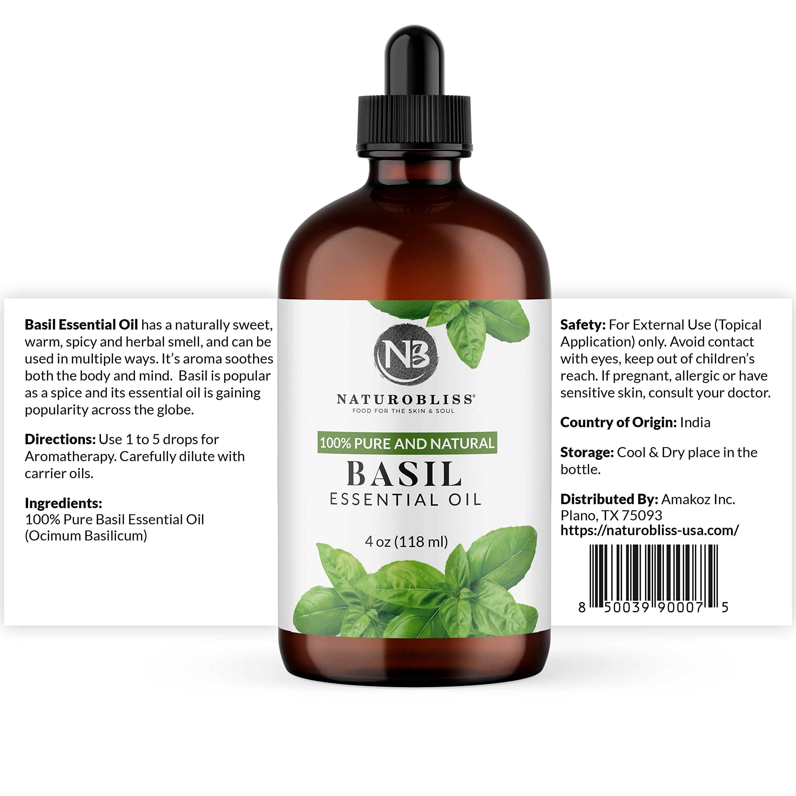 NaturoBliss Basil essential oil used in skincare and DIY cleaner recipes