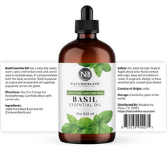 NaturoBliss Basil essential oil used in skincare and DIY cleaner recipes