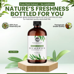 Close-up of NaturoBliss Eucalyptus Oil label