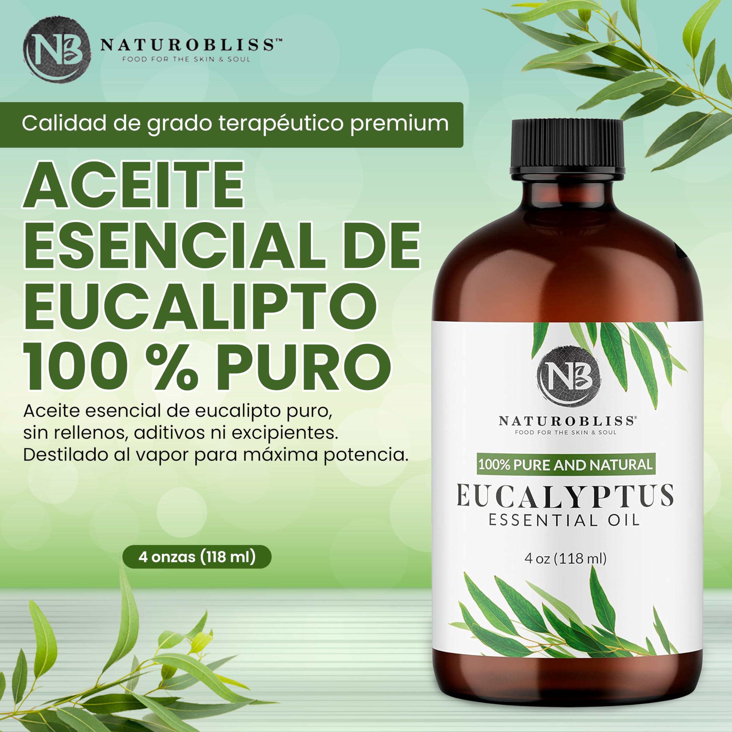 UV-protected glass bottle for NaturoBliss Eucalyptus Essential Oil