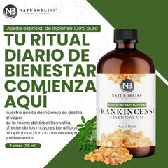NaturoBliss Frankincense essential oil label showing ingredients