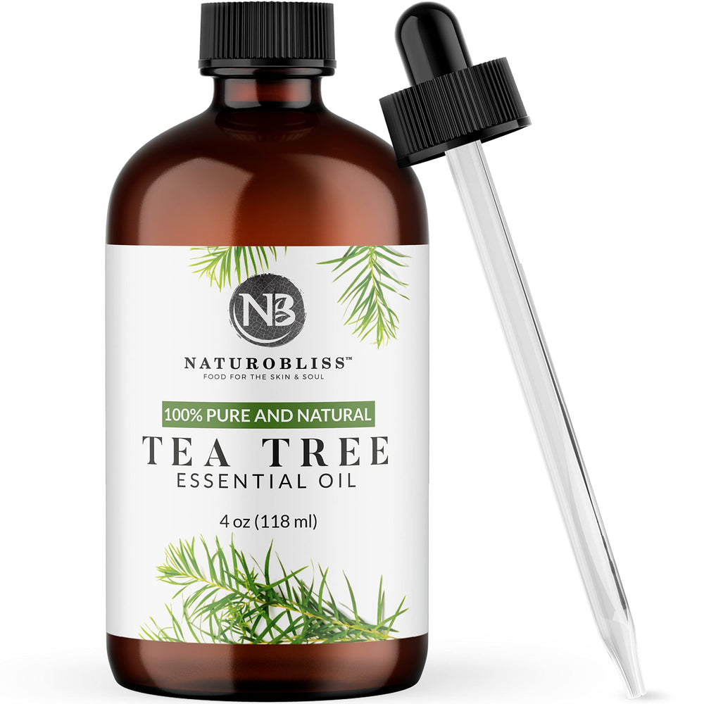NaturoBliss Tea Tree Essential Oil bottle 4 oz front view