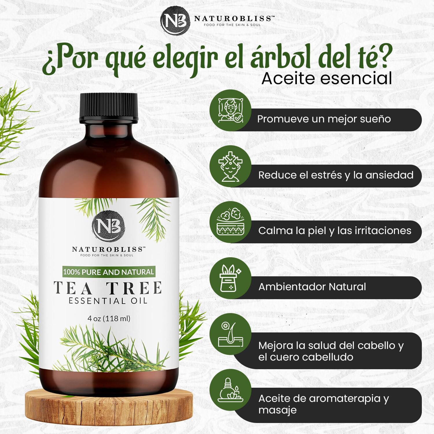 Free premium glass dropper cap for NaturoBliss Tea Tree Oil