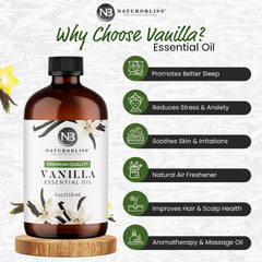 Close up of NaturoBliss Vanilla Essential Oil dropper