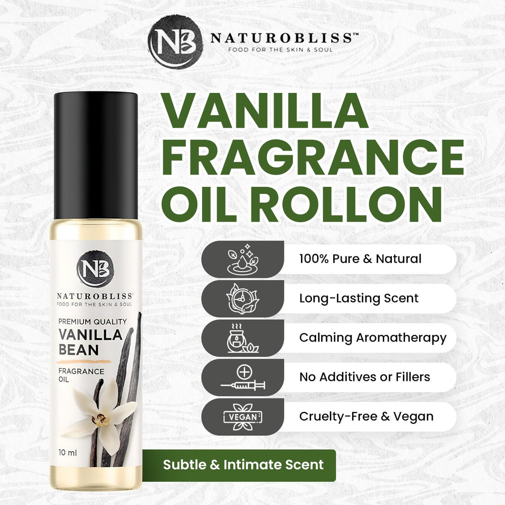 Close-up of vanilla fragrance oil roll-on applicator