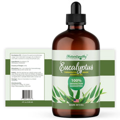 UV-coated glass bottle with free European dropper cap for eucalyptus oil